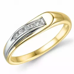 abstrakti timantti sormus 9 karaatin kulta ja valkokultaa 0,07 ct