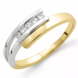 timantti sormus 9 karaatin kulta ja valkokultaa 0,11 ct