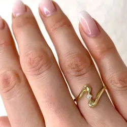 elegantti abstrakti timantti sormus 9 karaatin kultaa 0,05 ct