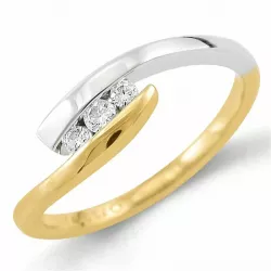 yksinkertainen timantti sormus 9 karaatin kulta ja valkokultaa 0,11 ct