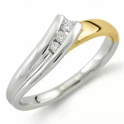 timantti sormus 9 karaatin kulta ja valkokultaa 0,06 ct