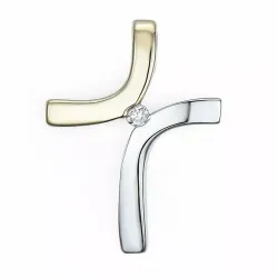 risti timantti riipus 9 karaatti kulta ja valkokultaa 0,02 ct