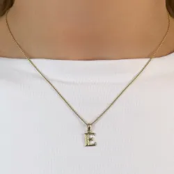 E-kirjain timantti riipus 9 karaatti kultaa 0,02 ct