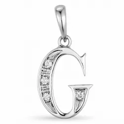 G-kirjain timantti riipus 9 karaatti valkokultaa 0,03 ct
