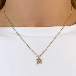 M-kirjain timanttiriipus 9 karaatti kultaa 0,02 ct