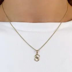 S-kirjain timanttiriipus 9 karaatti kultaa 0,02 ct