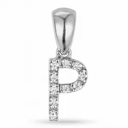 P-kirjain timantti riipus 9 karaatti valkokultaa 0,06 ct
