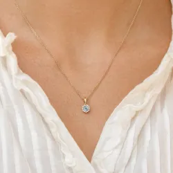 Elegantti pyöreä topaasi timanttiriipus 9 karaatti kultaa 0,07 ct 0,30 ct