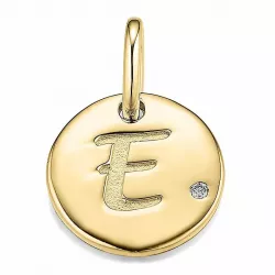 E-kirjain timanttiriipus 9 karaatti kultaa 0,01 ct