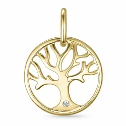 elämänpuu timantti riipus 9 karaatti kultaa 0,01 ct