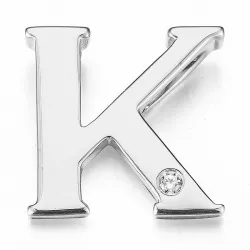 K-kirjain timantti riipus 9 karaatti valkokultaa 0,01 ct