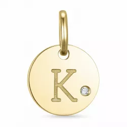 k-kirjain timantti riipus 9 karaatti kultaa 0,01 ct