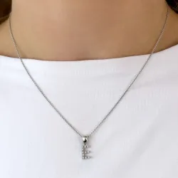 e-kirjain timantti riipus 9 karaatti valkokultaa 0,071 ct