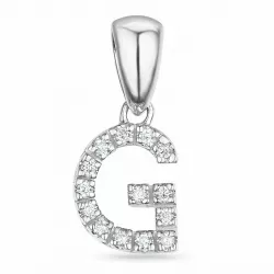 g-kirjain timantti riipus 9 karaatti valkokultaa 0,074 ct