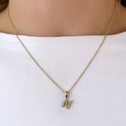 n-kirjain timantti riipus 9 karaatti kultaa 0,088 ct
