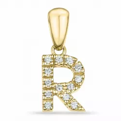 r-kirjain timantti riipus 9 karaatti kultaa 0,085 ct