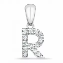 r-kirjain timantti riipus 9 karaatti valkokultaa 0,085 ct