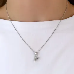 v-kirjain timantti riipus 9 karaatti valkokultaa 0,065 ct