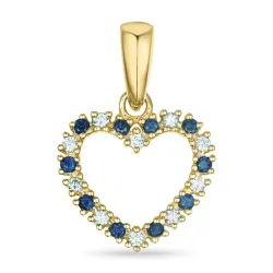 sydän safiiri timanttiriipus 9 karaatti kultaa 0,08 ct 0,09 ct