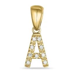 a-kirjain timantti riipus 9 karaatti kultaa 0,05 ct