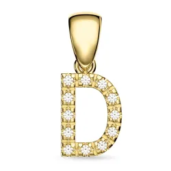 d-kirjain timantti riipus 9 karaatti kultaa 0,08 ct
