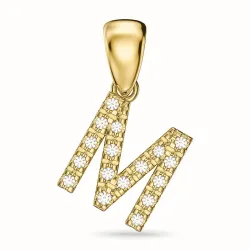 m-kirjain timantti riipus 9 karaatti kultaa 0,10 ct