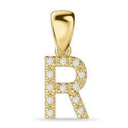 r-kirjain timantti riipus 14 karaatti kultaa 0,08 ct
