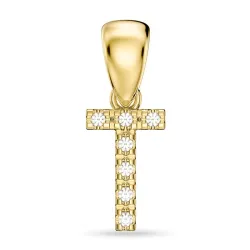 t-kirjain timantti riipus 9 karaatti kultaa 0,05 ct