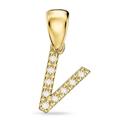 v-kirjain timantti riipus 9 karaatti kultaa 0,06 ct