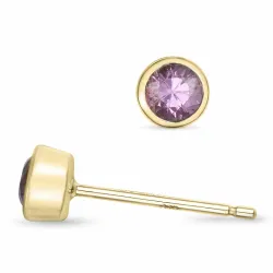 2 x 0,23 ct pinkki safiiri solitaire-nappikorvakorut 9 karaatin kultaa kanssa pinkki safiiri 