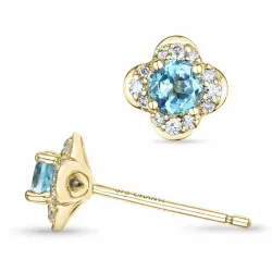 kukka topaasi briljanttikorvakorut 9 karaatin kultaa kanssa topaasi ja timantti 