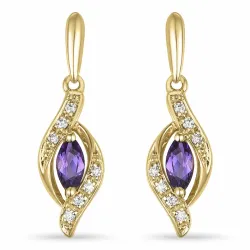 pitkät ametisti briljanttikorvakorut 9 karaatin kultaa kanssa ametisti ja timantti 