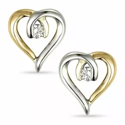 sydän timantti korvarenkaat 9 karaatin kultaa ja valkokult kanssa timantti 