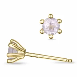 2 x 0,25 ct roosa kvartsi solitaire-nappikorvakorut 9 karaatin kultaa kanssa kvartsi 