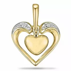 sydän timantti riipus 9 karaatti kulta ja valkokultaa 0,02 ct