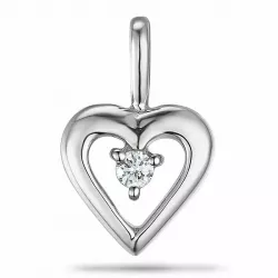 Sydän timantti riipus 9 karaatti valkokultaa 0,04 ct