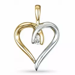 sydän timantti timanttiriipus 9 karaatti kulta ja valkokultaa 0,03 ct
