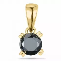 Pyöreä musta timantti riipus 9 karaatti kultaa 0,25 ct