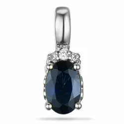 Ovaali safiiri timanttiriipus 9 karaatti valkokultaa 0,03 ct 0,65 ct