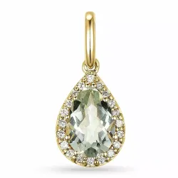 vihreä ametisti timanttiriipus 9 karaatti kultaa 1,55 ct 0,10 ct