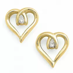 Sydän briljanttikorvakorut 9 karaatin kultaa kanssa timanttia 