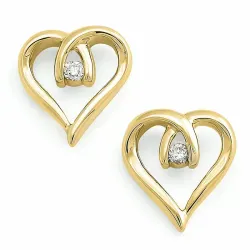 Sydän briljanttikorvakorut 9 karaatin kultaa kanssa timanttia 