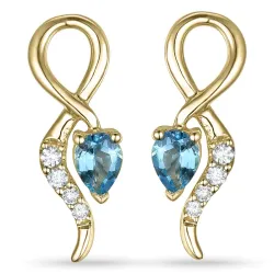 Topaasi timanttikorvakorut 9 karaatin kultaa kanssa timanttia ja topaasia 