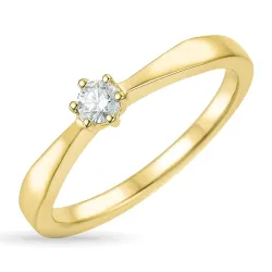 timantti solitaire-sormus 14 karaatin kultaa 0,12 ct