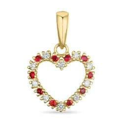 sydän rubiini timanttiriipus 14 karaatti kultaa 0,08 ct 0,09 ct