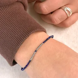 tummansininen kivi rannekoru  lapis ja hematite.