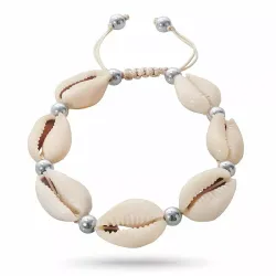 Yksinkertainen shell simpukka rannekoru silkkinaru 17 cm plus 4 cm x 12 mm
