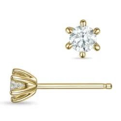 2 x 0,18 ct lab grown timantti solitaire-nappikorvakorut 9 karaatin kultaa kanssa lab grown timantti 