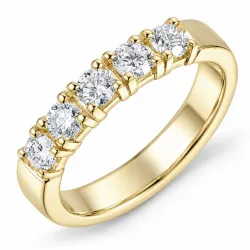 lab grown timantti sormus 14 karaatin kultaa 5 x 0,15 ct