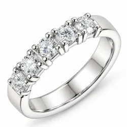 lab grown timantti sormus 14 karaatin valkokultaa 5 x 0,15 ct